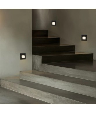 kelvo® STEPART KLV-101-0077 Χωνευτό Φωτιστικό Σκαλοπατιού - Διαδρόμου LED 3W 375lm 45° AC 220-240V Αδιάβροχο IP65 Θερμό Λευκό 2700K - Lumileds SMD Chip & TÜV SÜD Driver - Μαύρο Ματ - Μ8.5 x Π5 x Υ8.5cm - Q6.72 x 6.72cm - 5 Χρόνια Εγγύηση